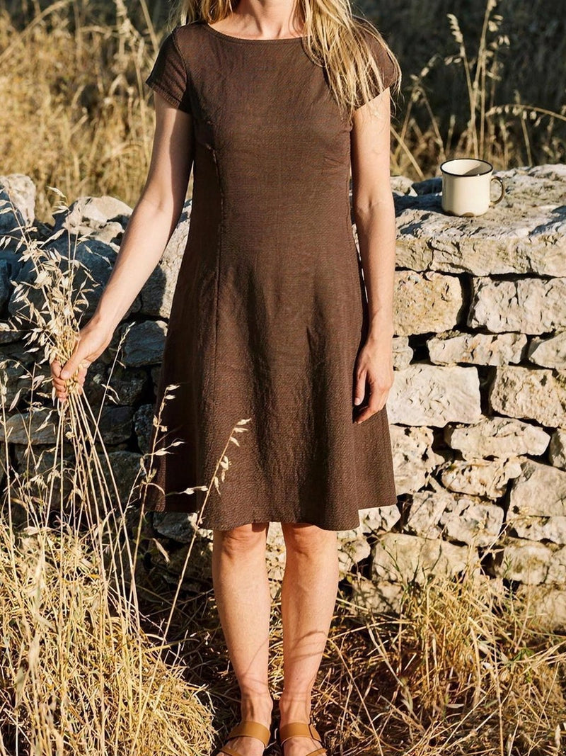 Cap Sleeve Linen Dress, front view