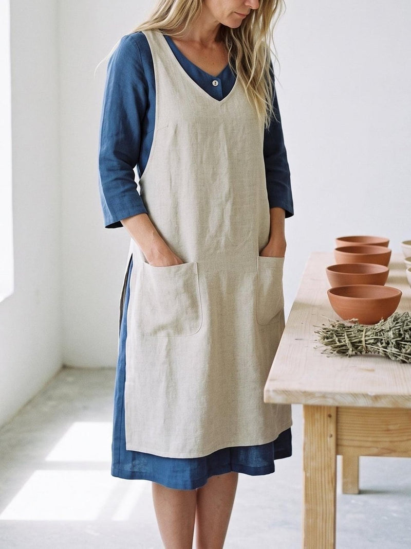 Cross Back Linen Apron