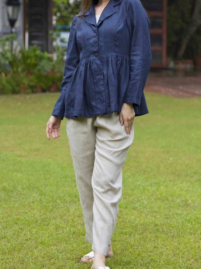 Peplum Linen Blazer