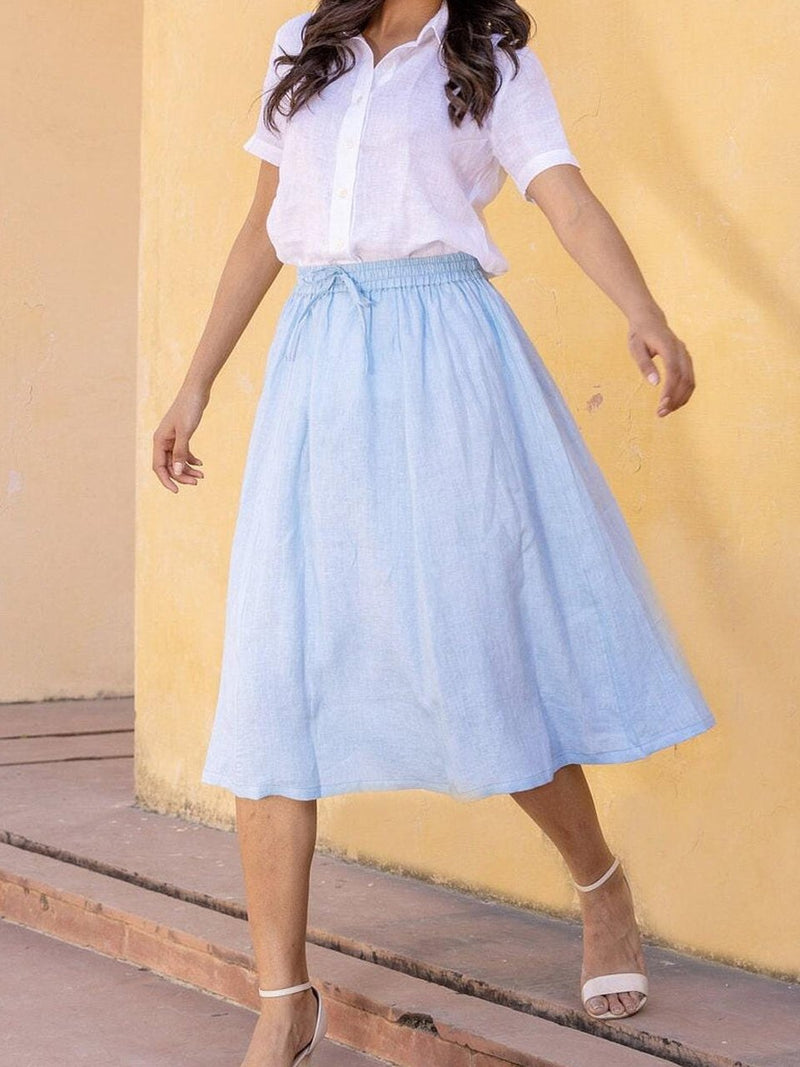 Short Sleeve Linen Shirt in white