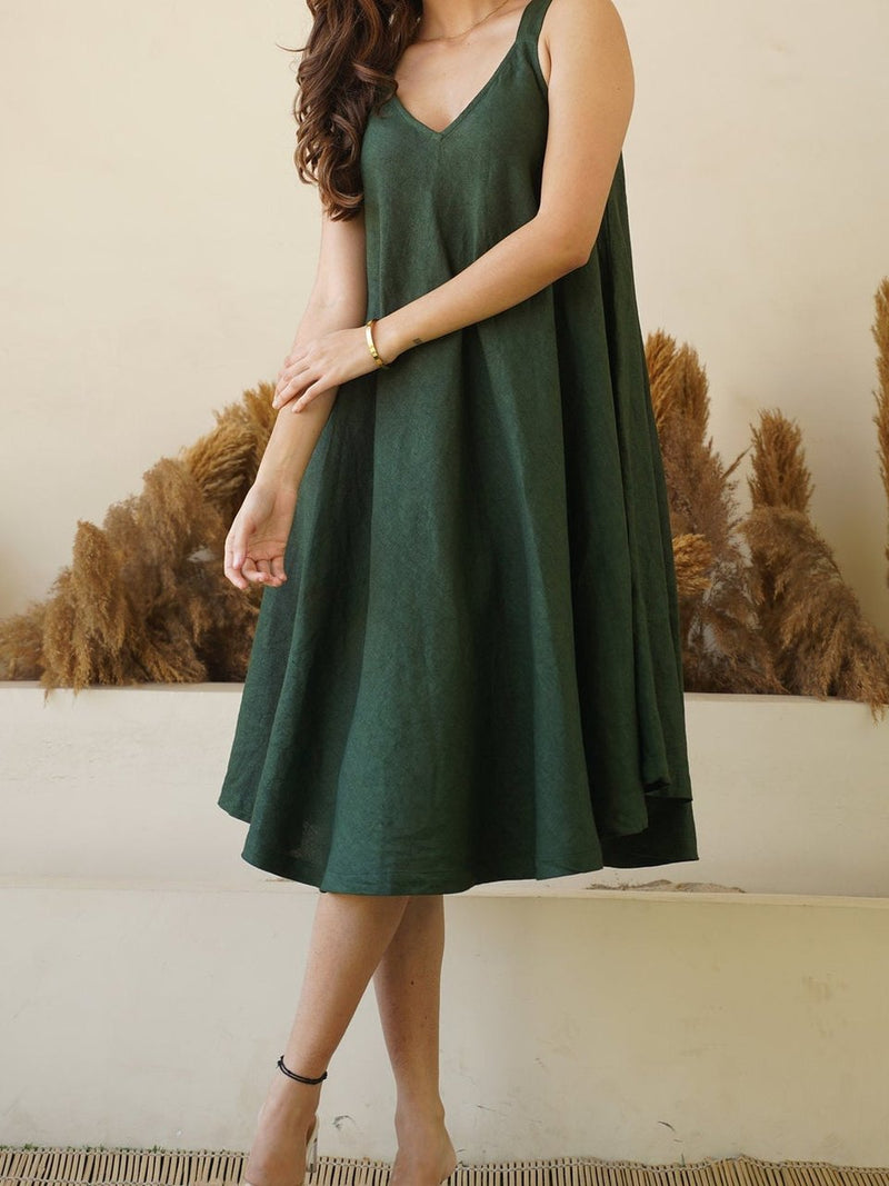 Sleeveless Linen Pinafore Dress