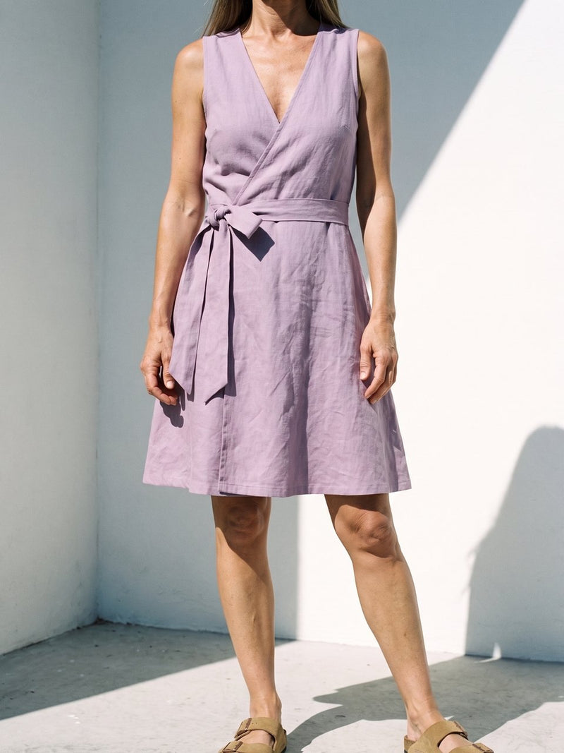 Sleeveless Wrap Midi Dress, front view