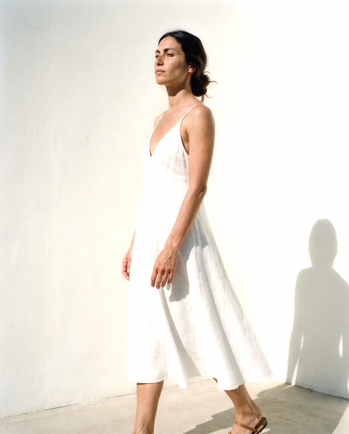 Strappy Linen Sundress, worn outdoors