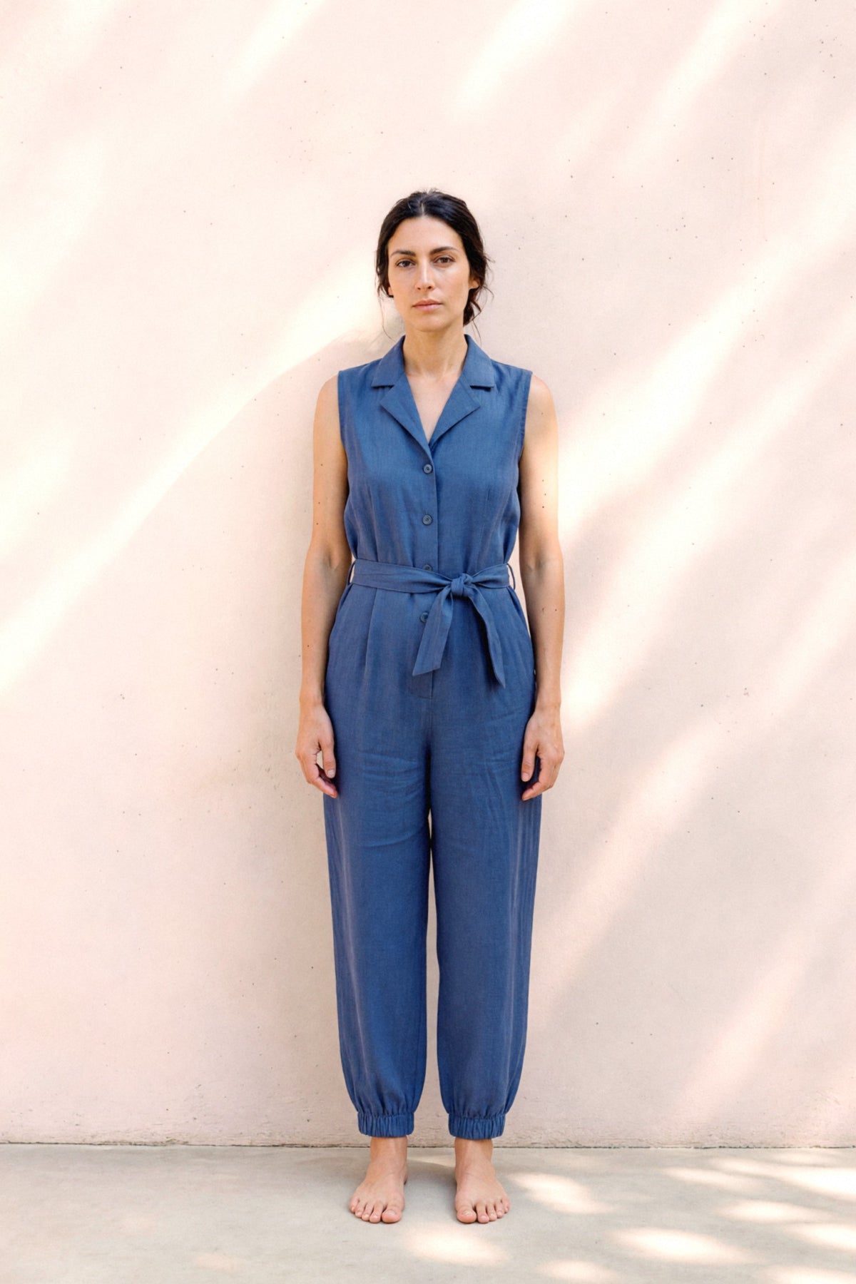 Sleeveless Linen Jumpsuit, front view