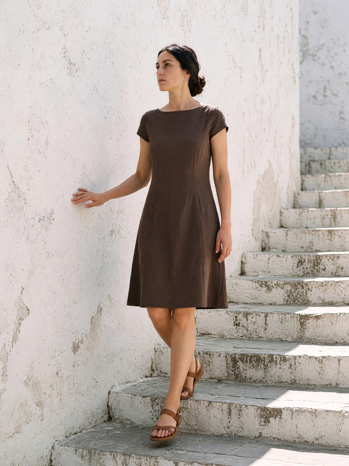 Cap Sleeve Linen Dress, lifestyle