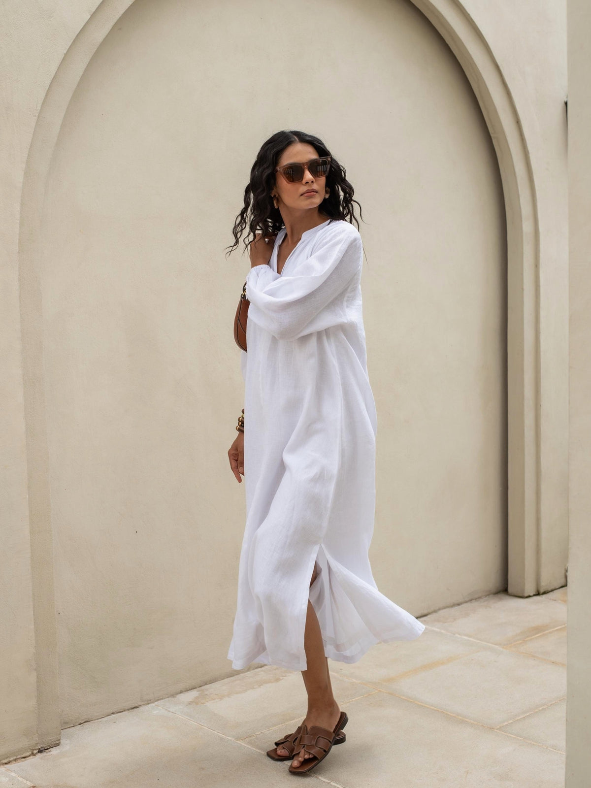 Oversized Linen Kaftan in washed linen, Ellementree