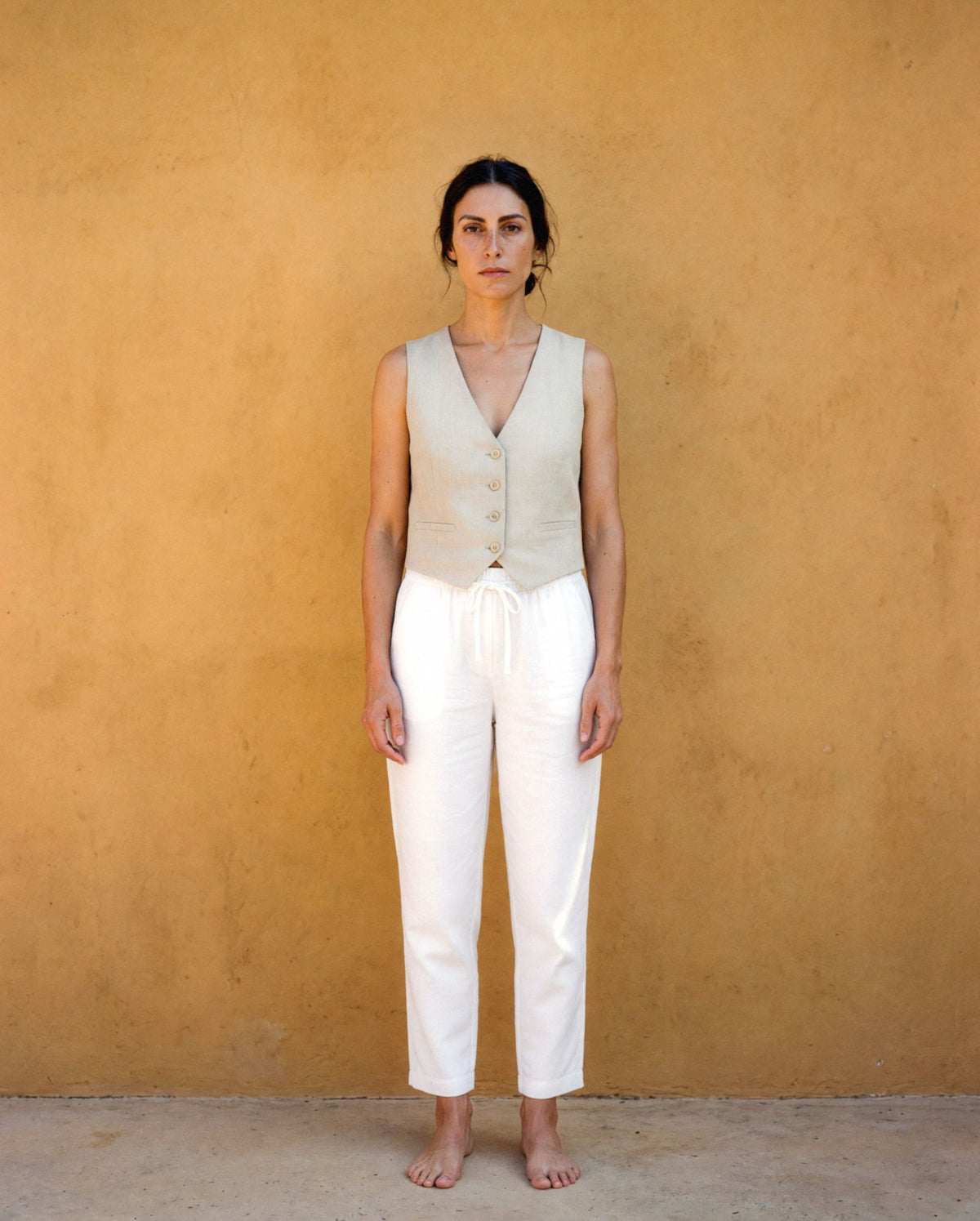 Flax Waistcoat and Trousers, front view