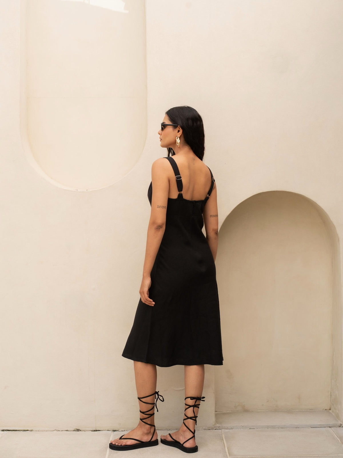 Sleeveless Linen Slip Dress in washed linen, Ellementree