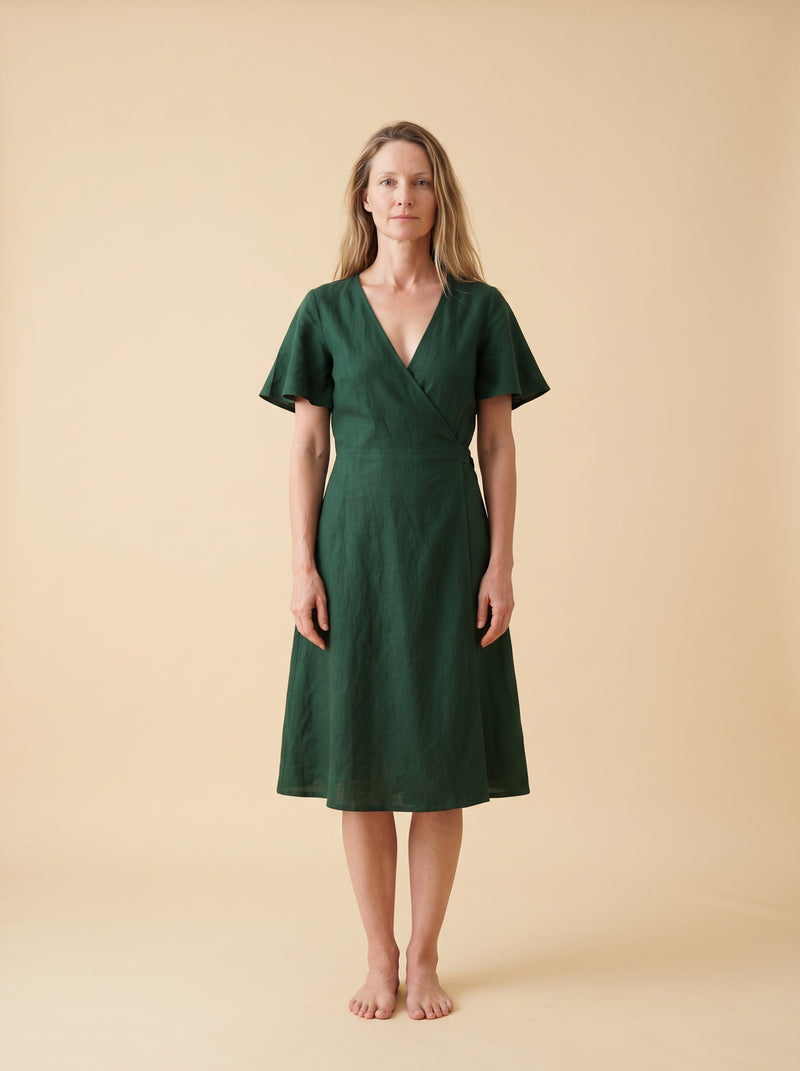 Flutter Sleeve Wrap Dress