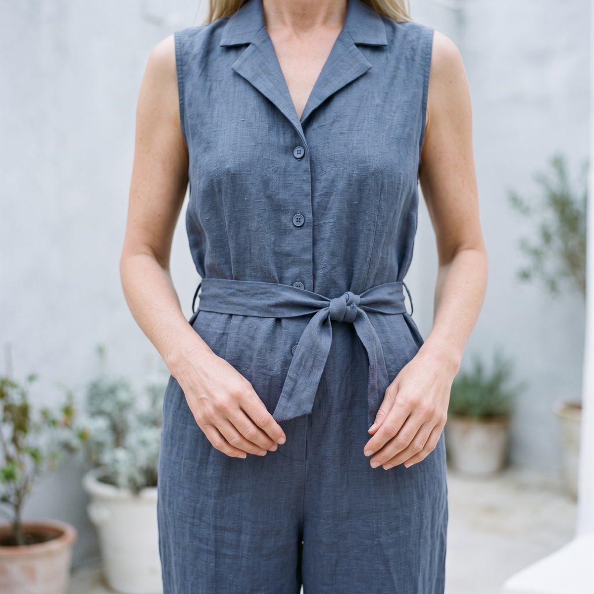 Sleeveless Linen Jumpsuit