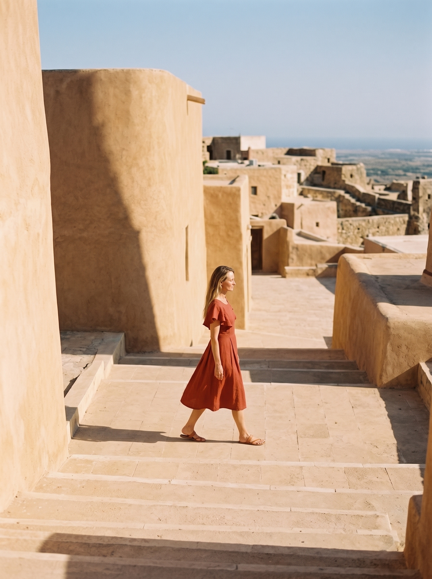 Frill Sleeve Linen Dress