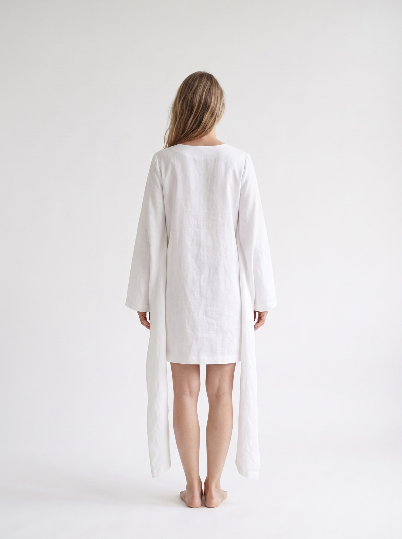 Angel Sleeve Linen Dress