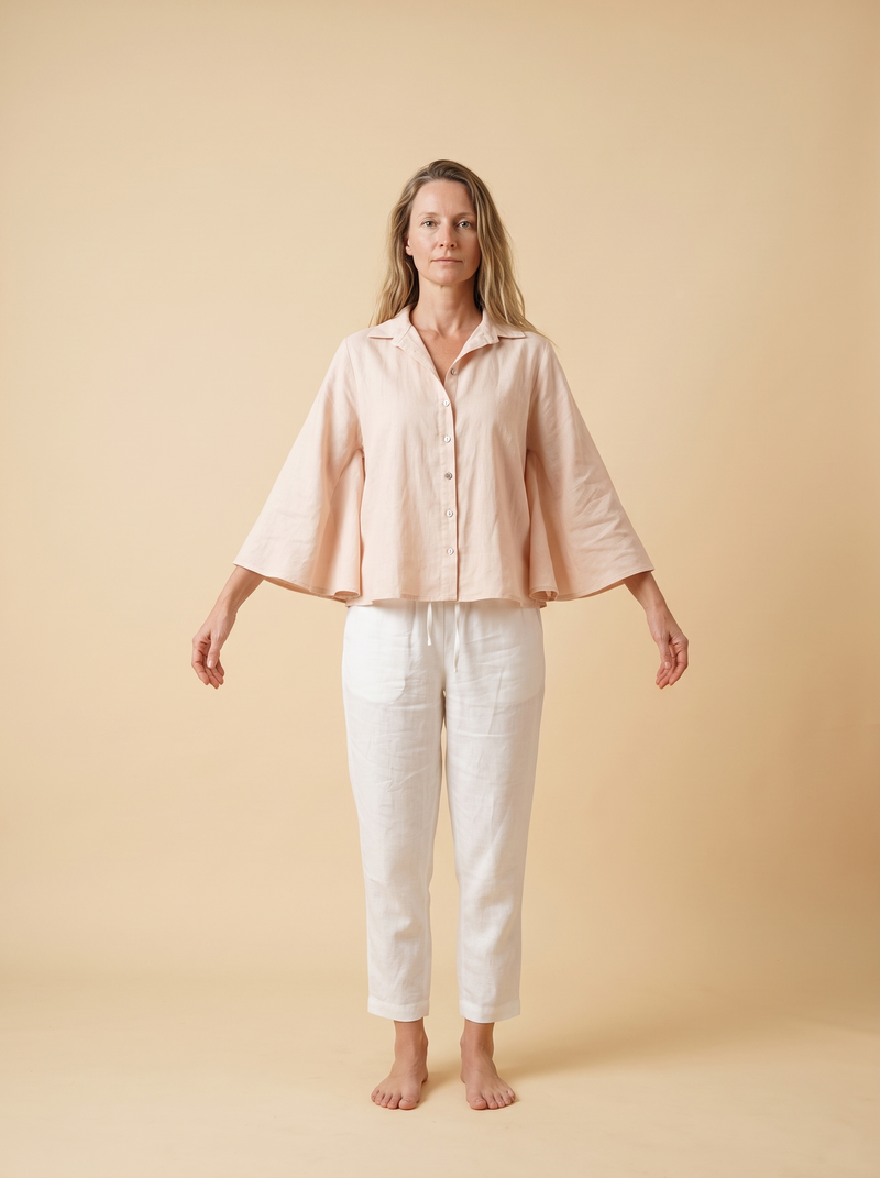 Cape Sleeve Linen Shirt
