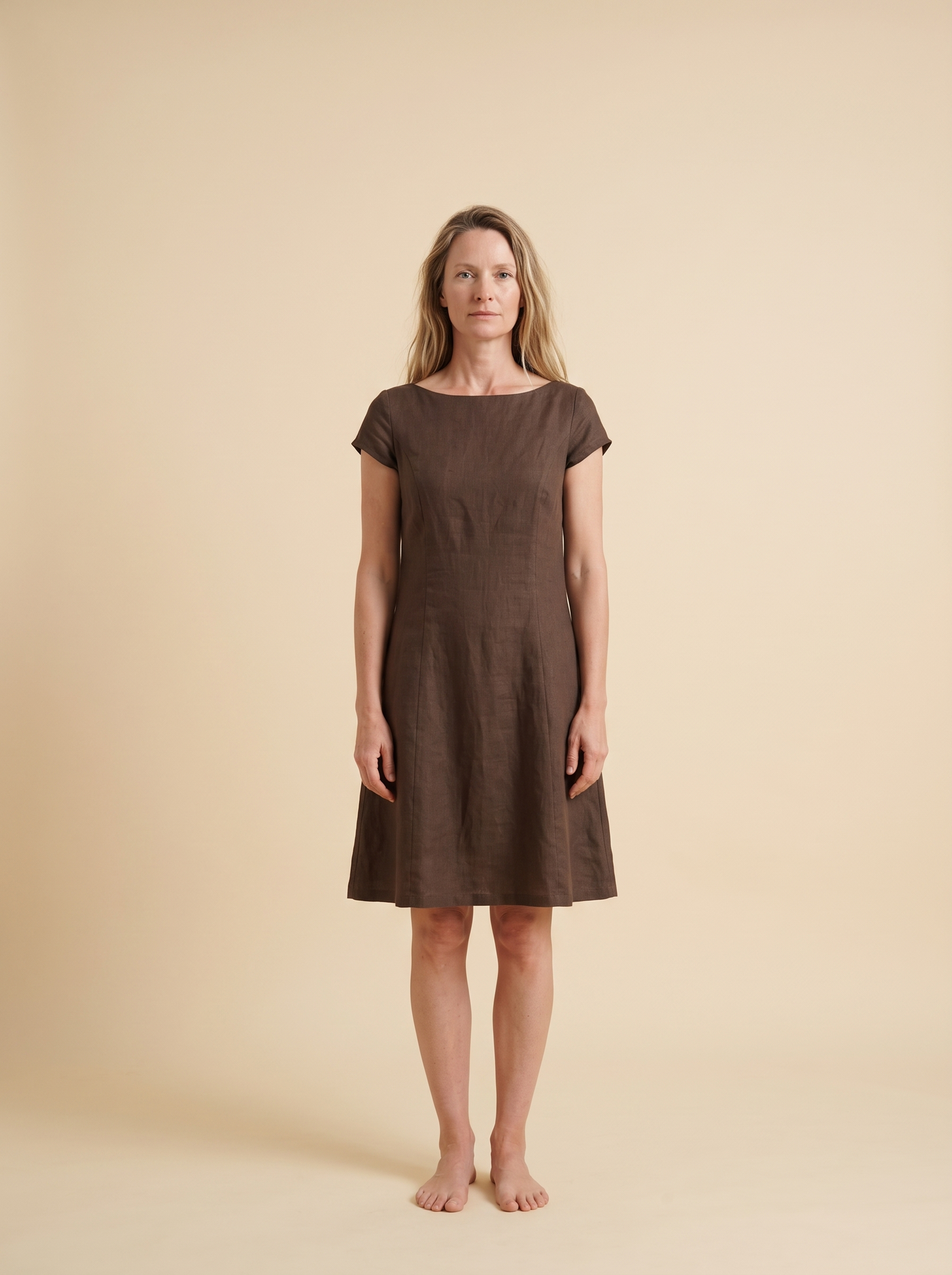 Cap Sleeve Linen Dress
