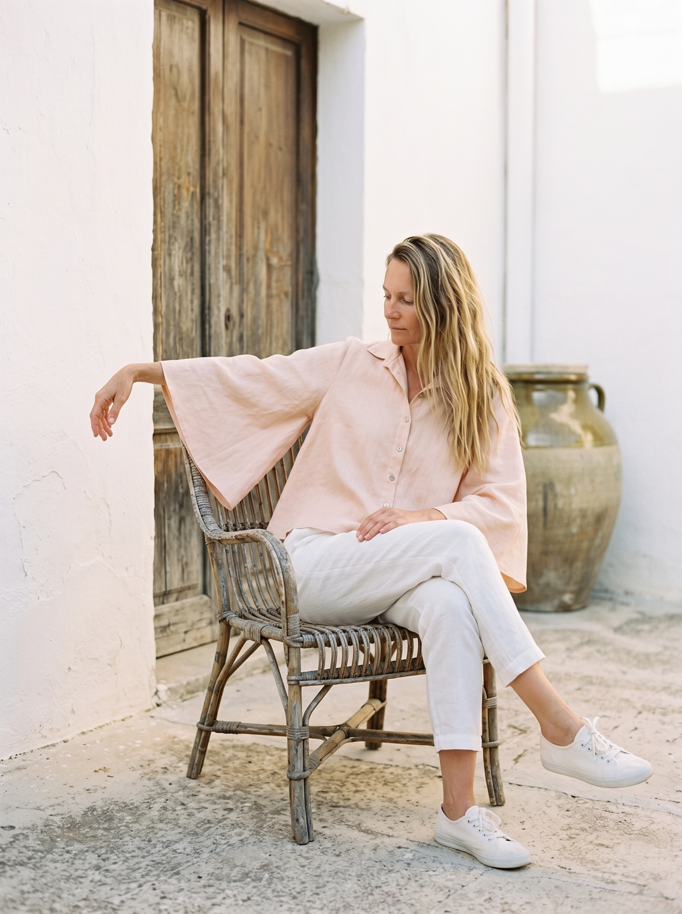 Cape Sleeve Linen Shirt