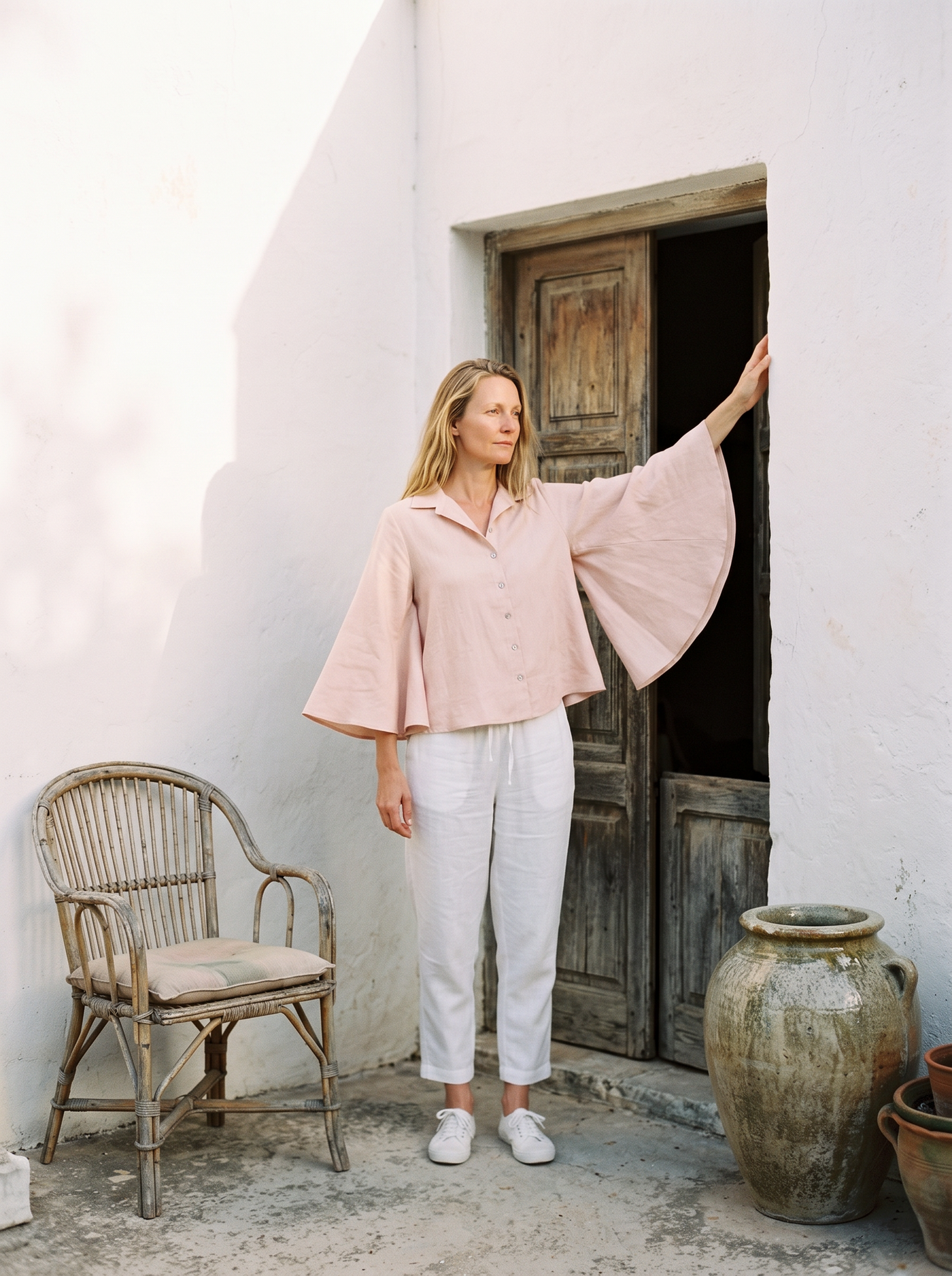 Cape Sleeve Linen Shirt