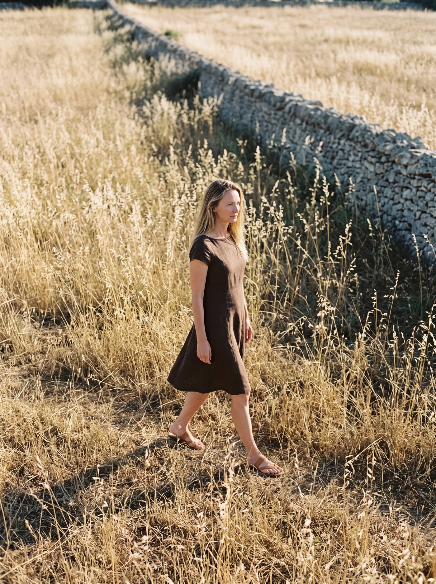 Cap Sleeve Linen Dress