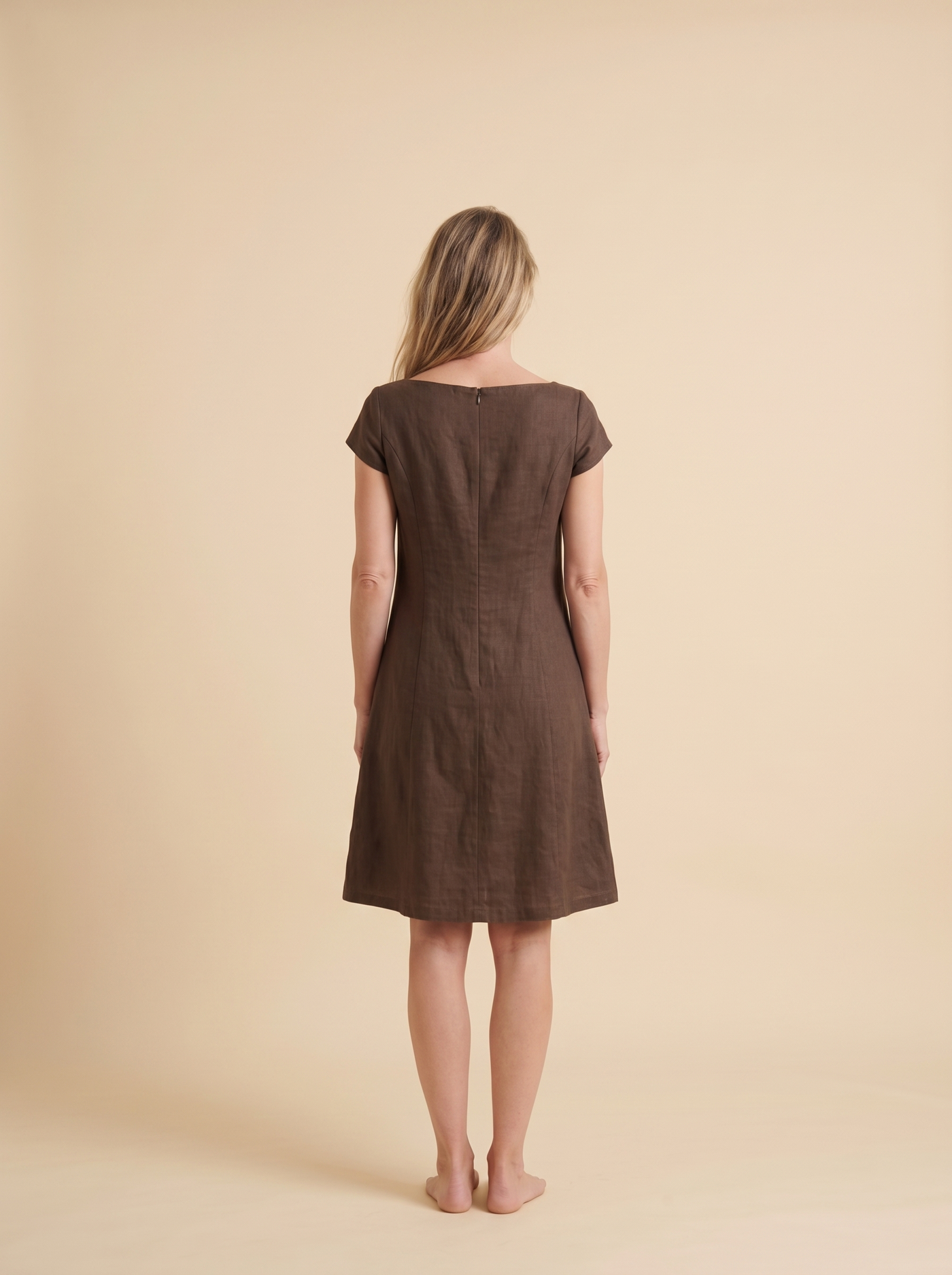 Cap Sleeve Linen Dress