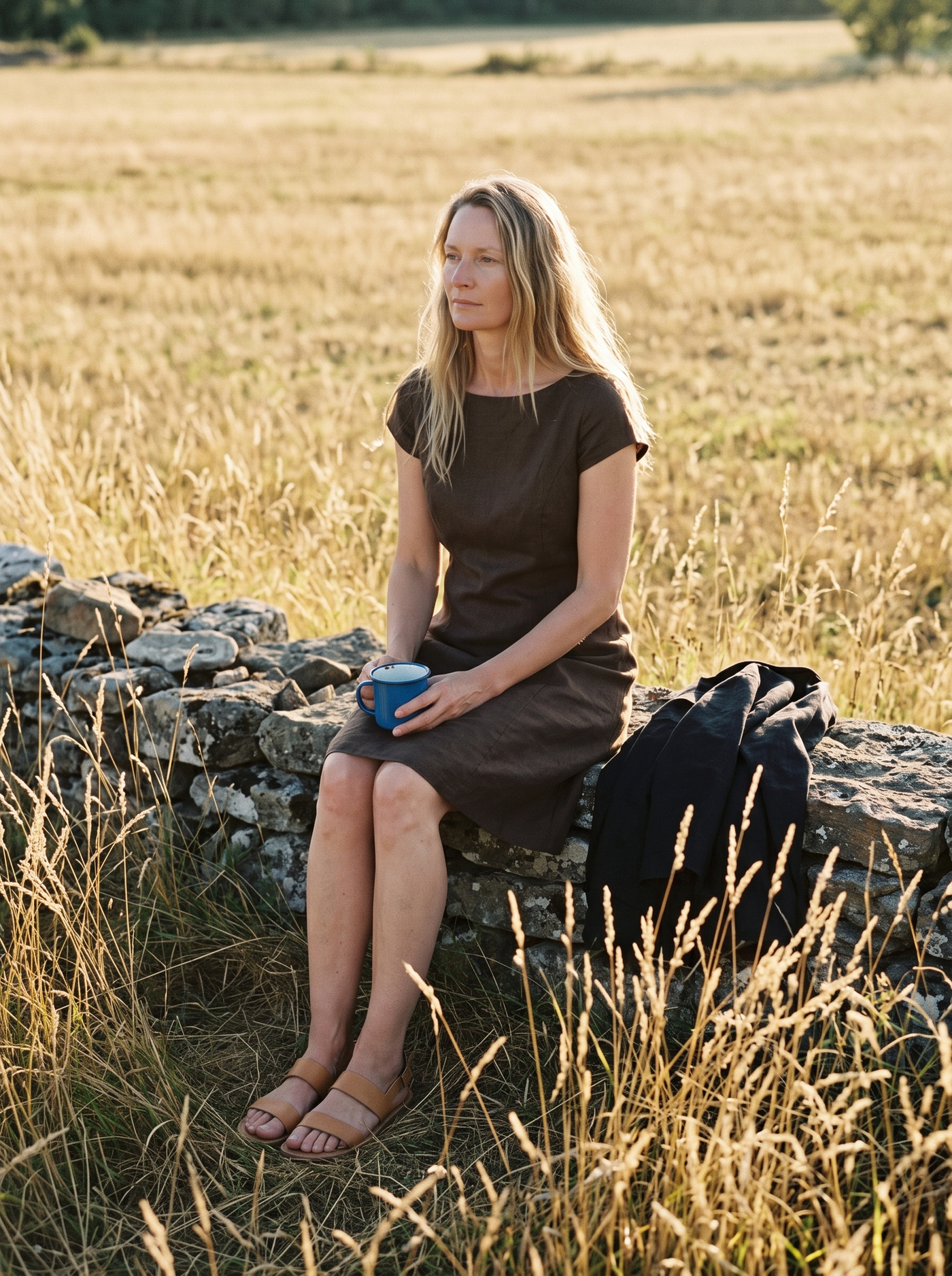 Cap Sleeve Linen Dress