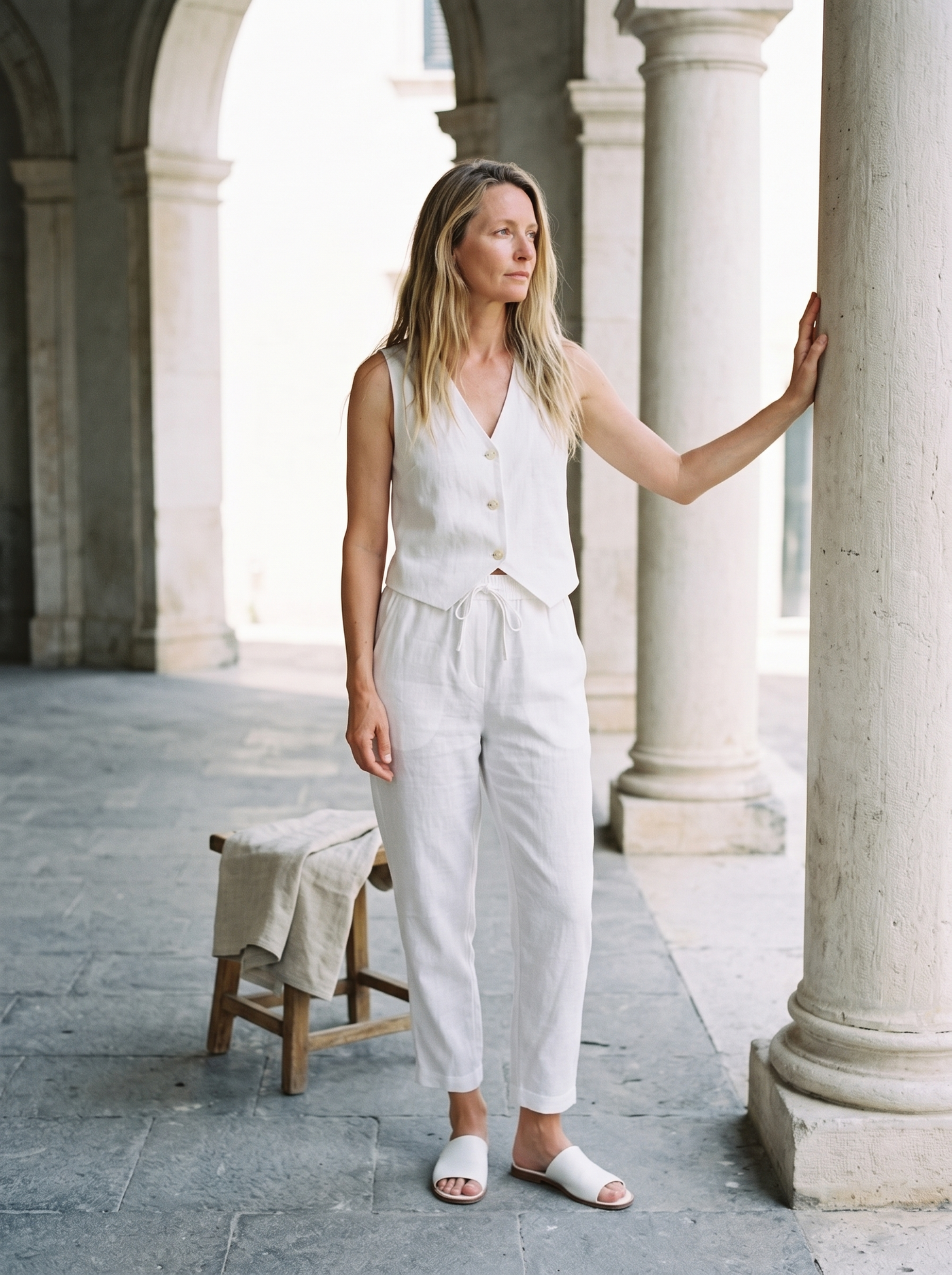 Sleeveless Linen Waistcoat
