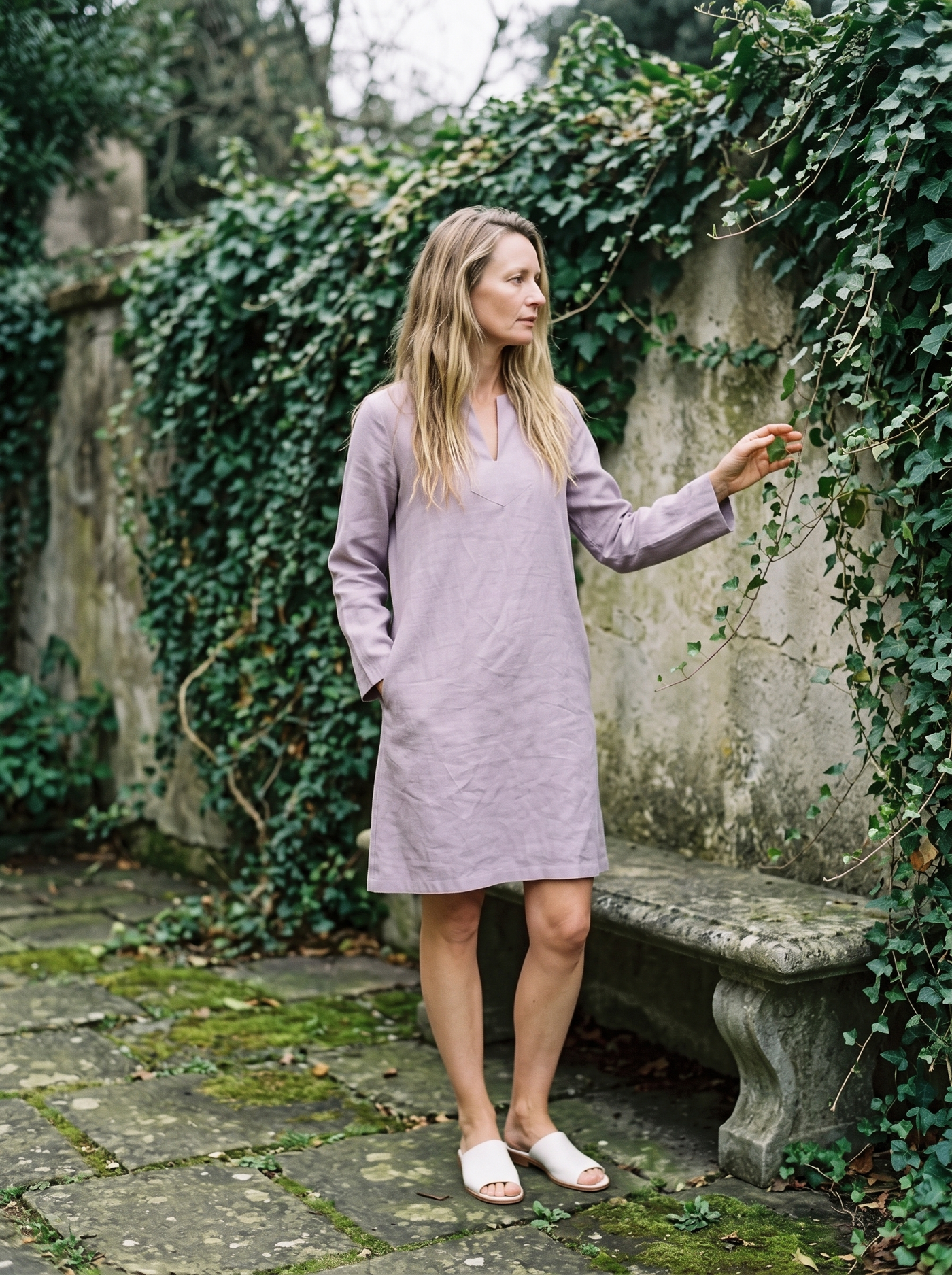 Long Sleeve Linen Shift