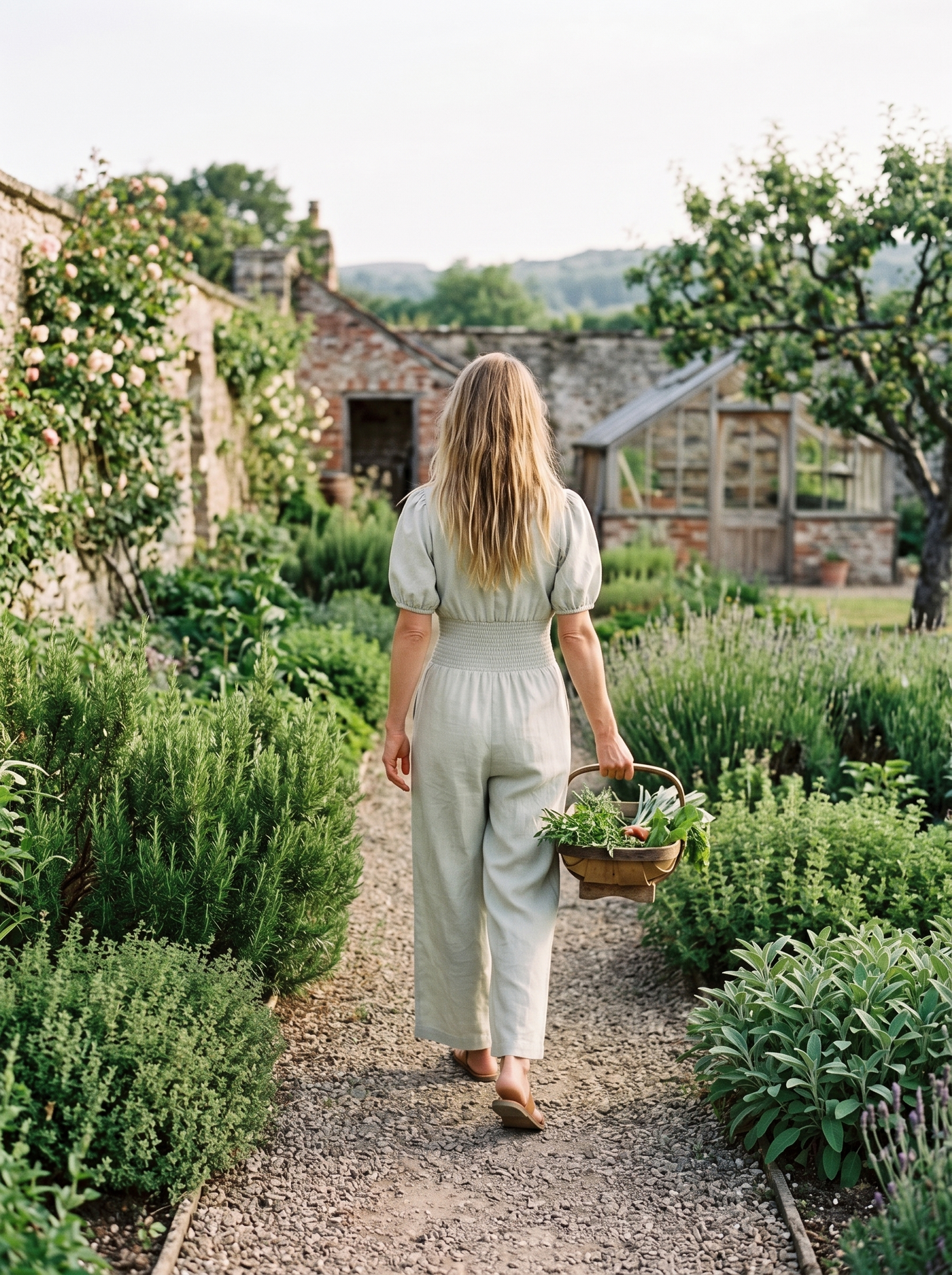 Smocked Waist Linen Jumpsuit