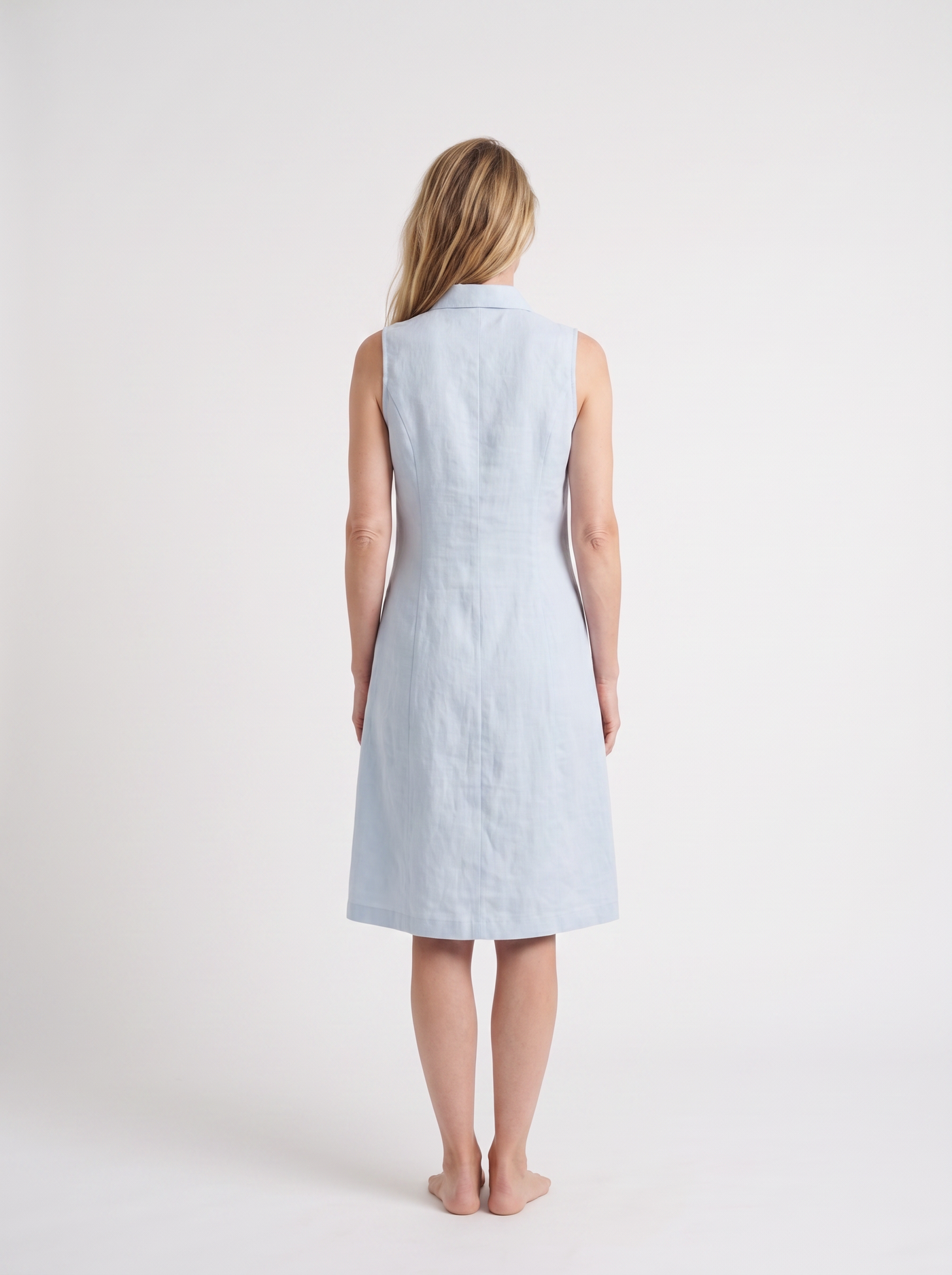 Sleeveless Linen Shirt Dress