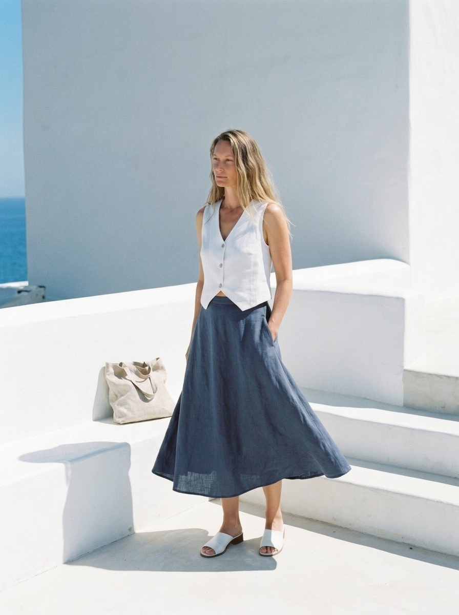 Sleeveless Linen Waistcoat