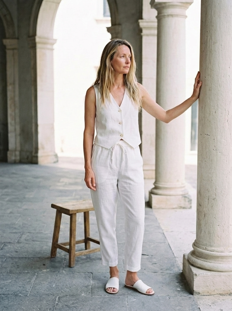Sleeveless Linen Waistcoat