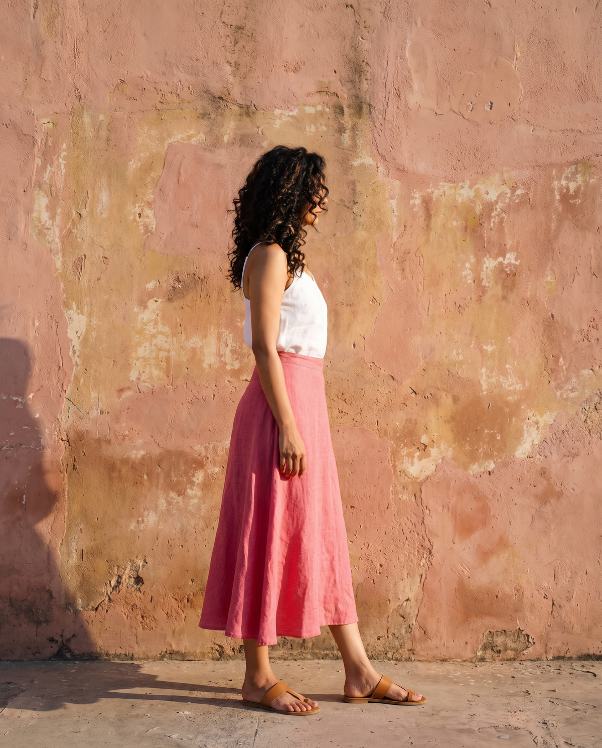 Long A-Line Linen Skirt, on location in Jaipur