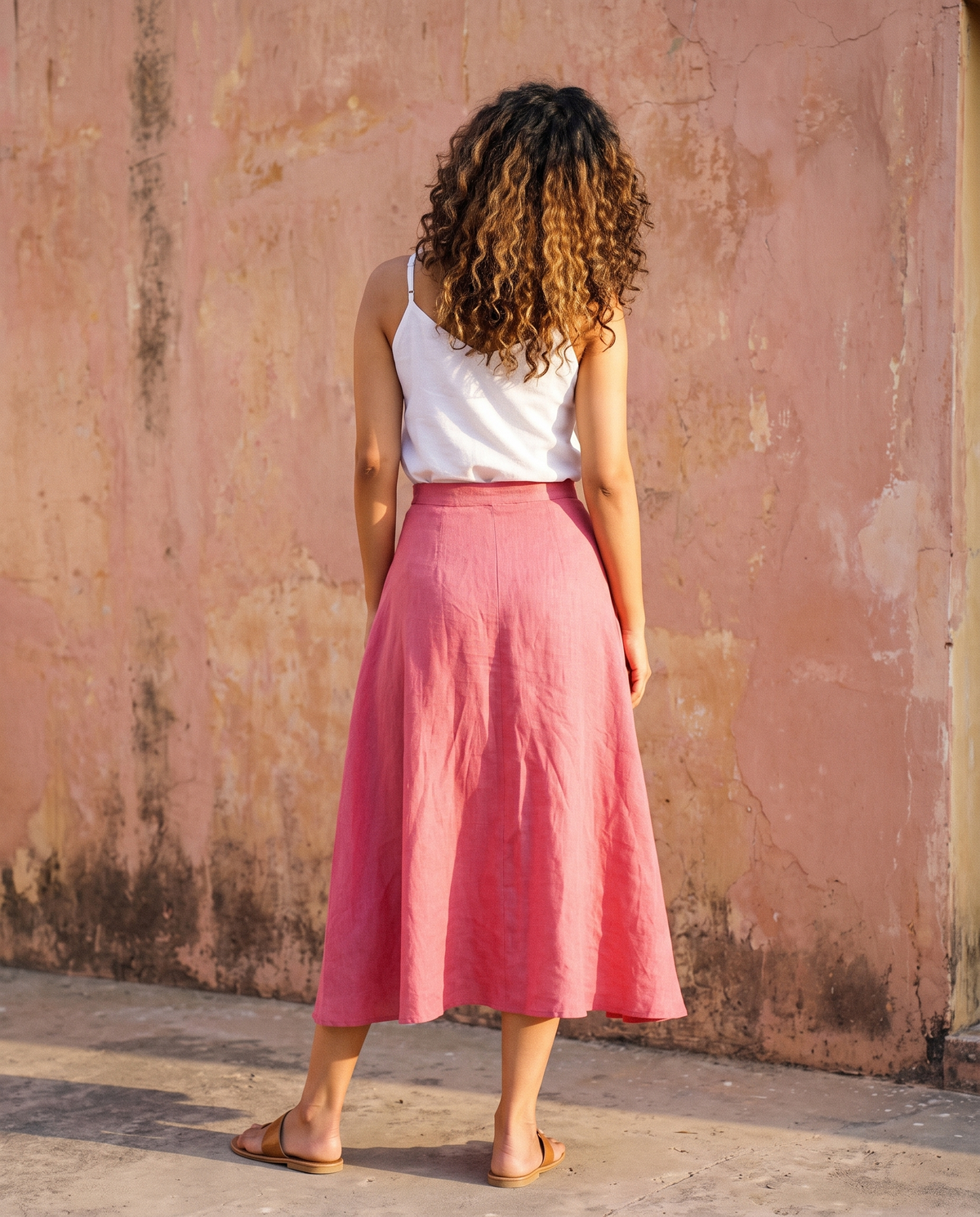 Long A-Line Linen Skirt, on location in Jaipur