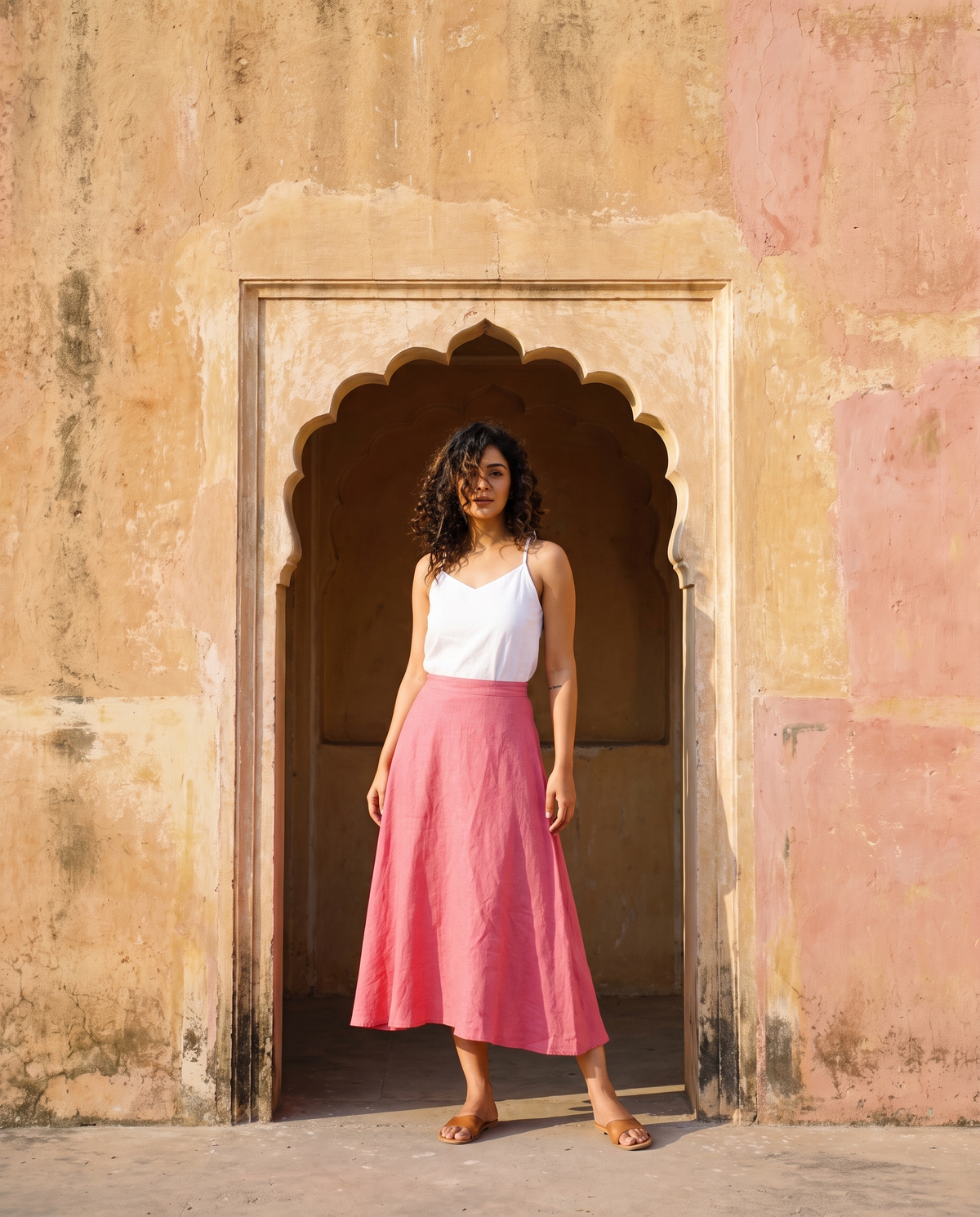 Long A-Line Linen Skirt, on location in Jaipur