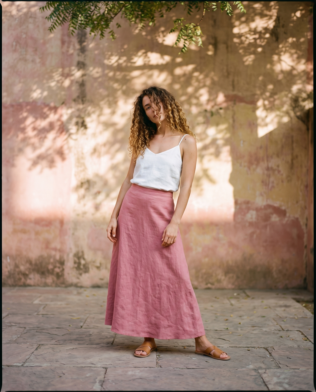Long A-Line Linen Skirt, on location in Jaipur