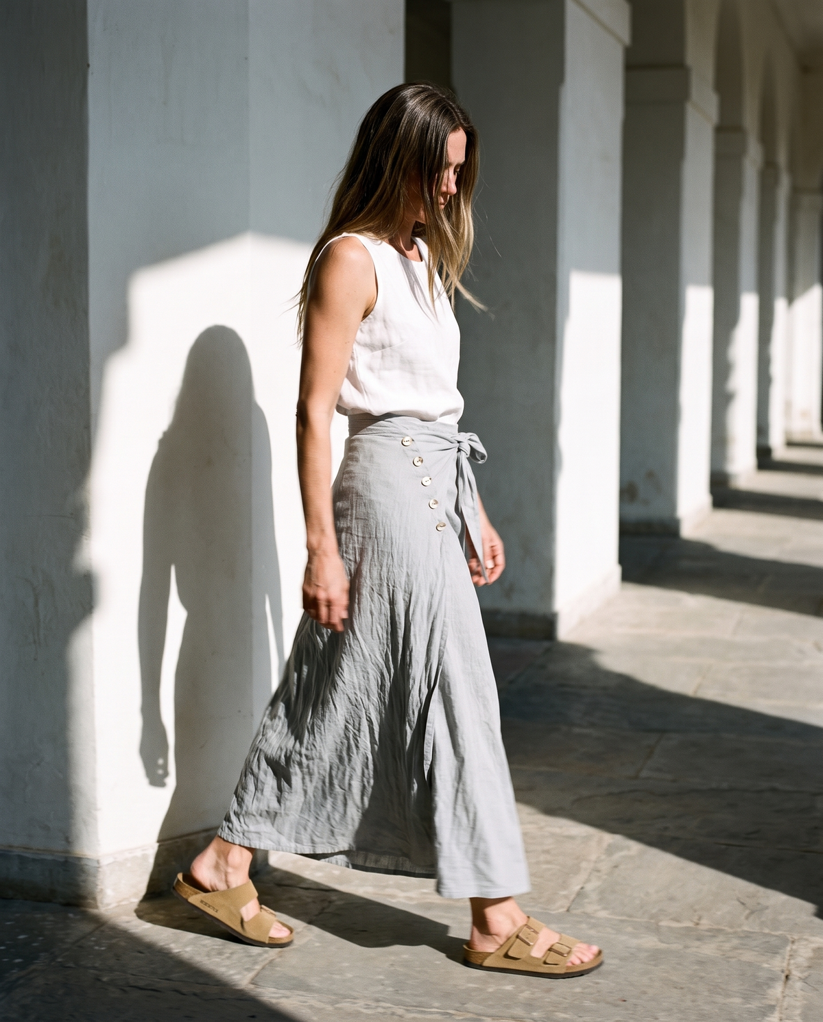 Wrap Linen Maxi Skirt