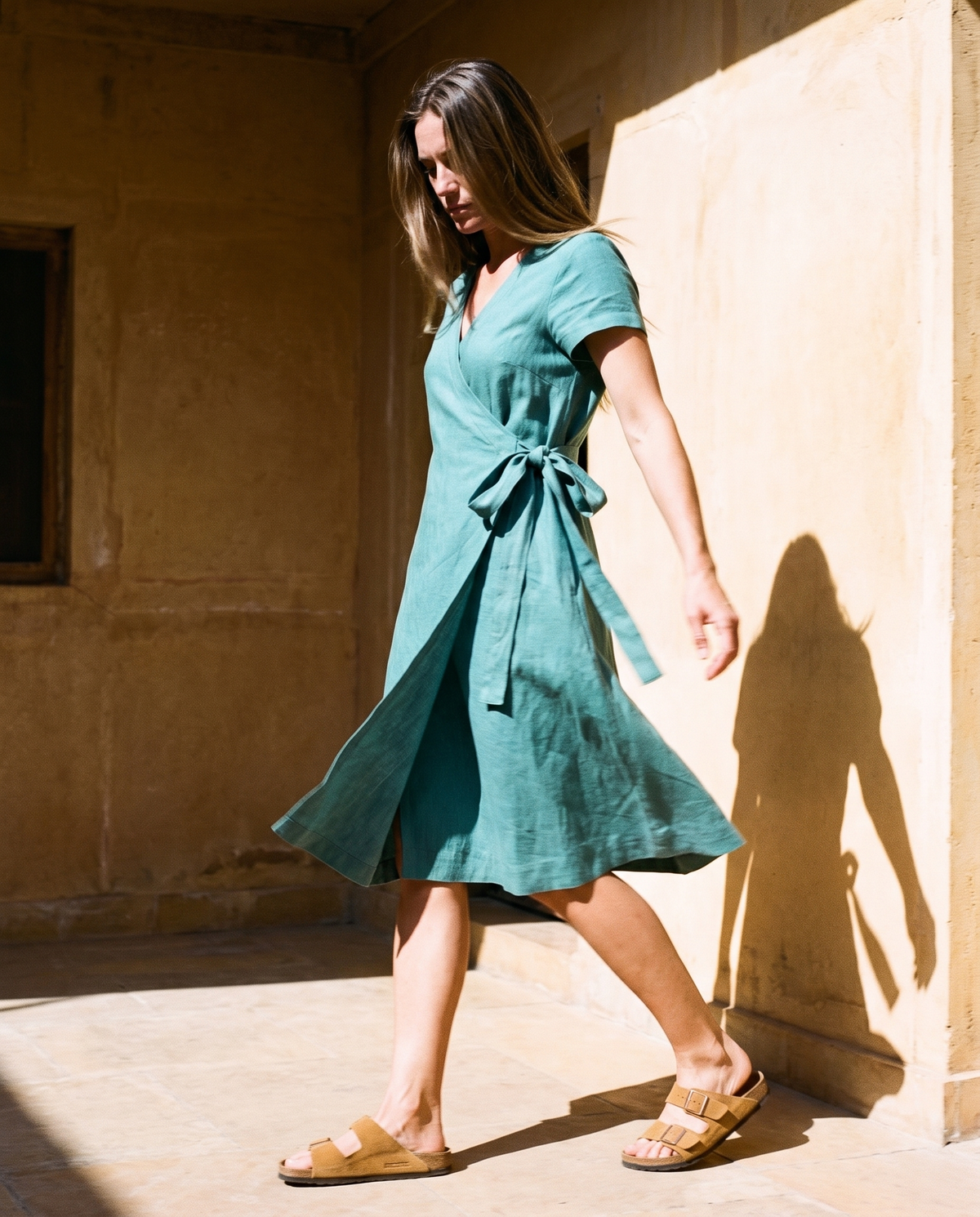 Wrap Linen Midi Dress