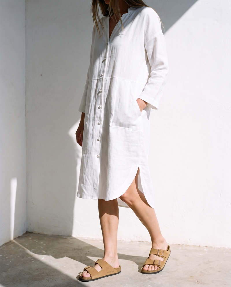 Oversized Linen Shirt Dress in washed linen, Ellementree