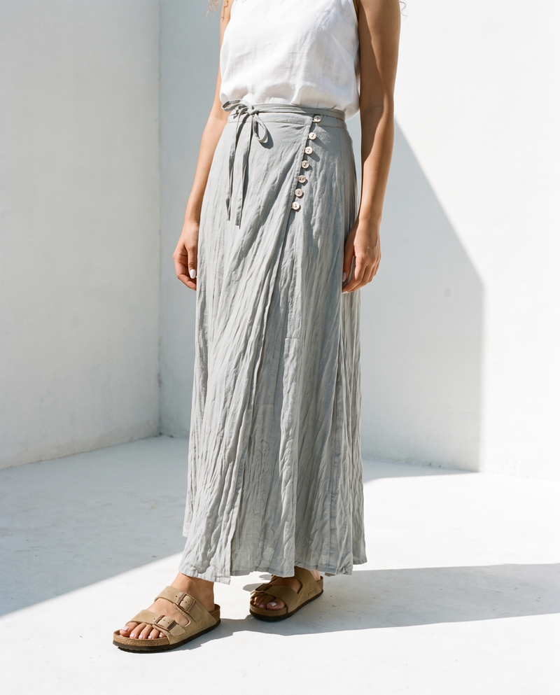 Wrap Linen Maxi Skirt