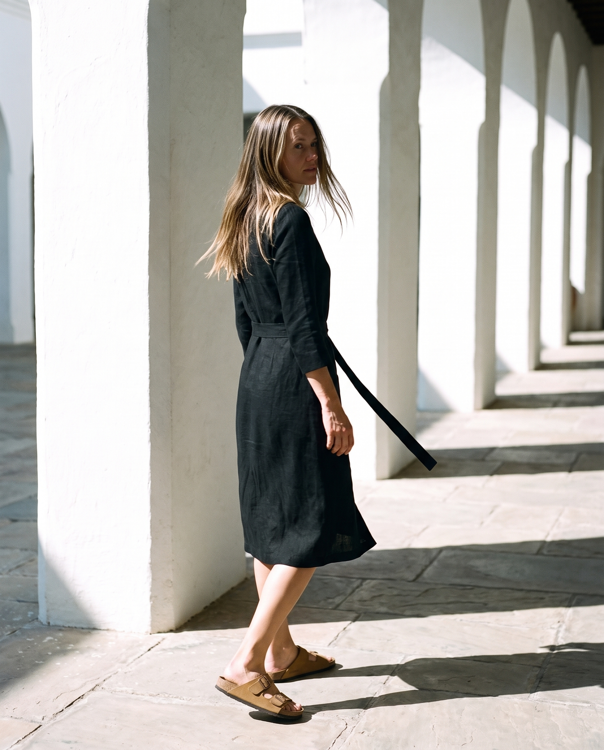 Belted Button Front Midi