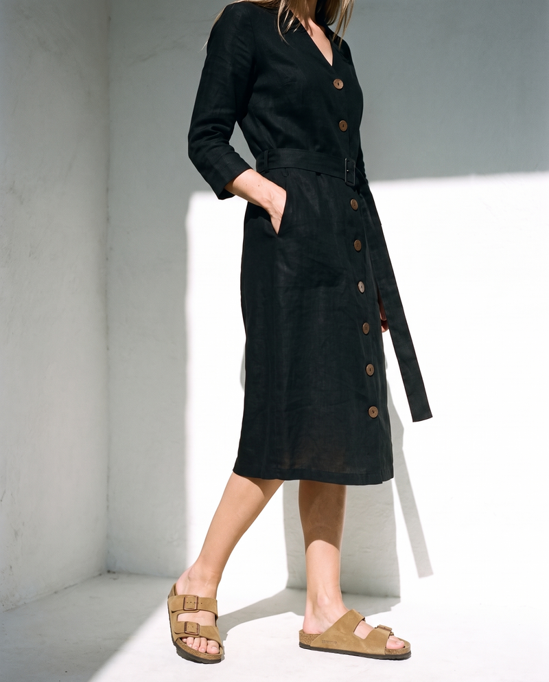 Belted Button Front Midi