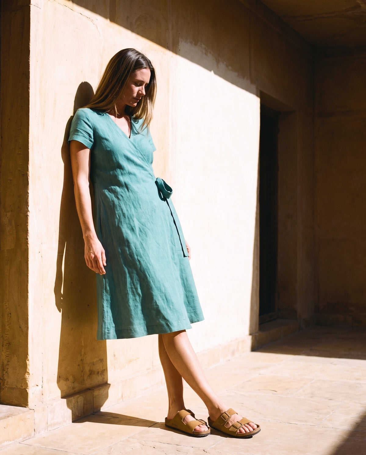 Wrap Linen Midi Dress