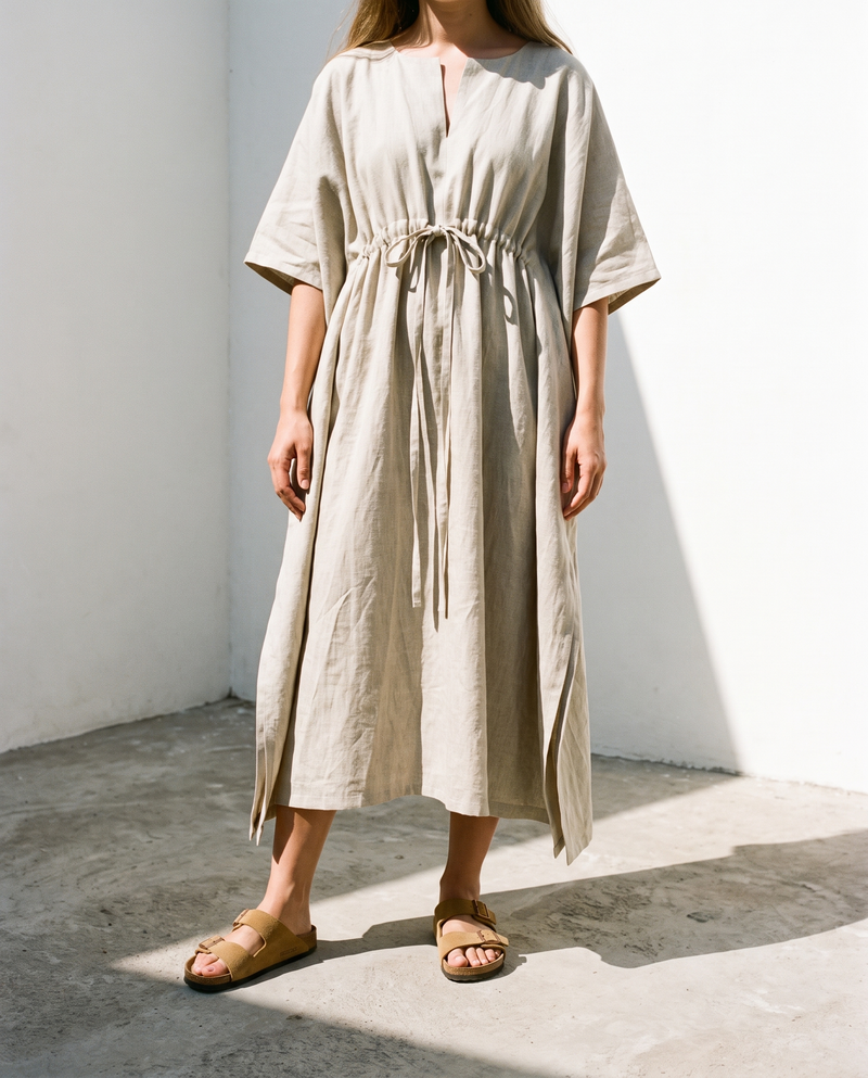 Drawstring Linen Kaftan
