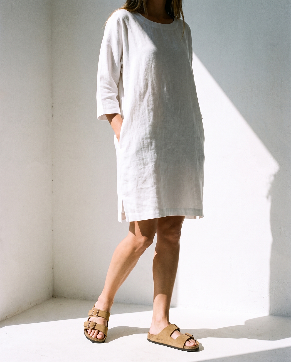 Oversized Linen Shift in white
