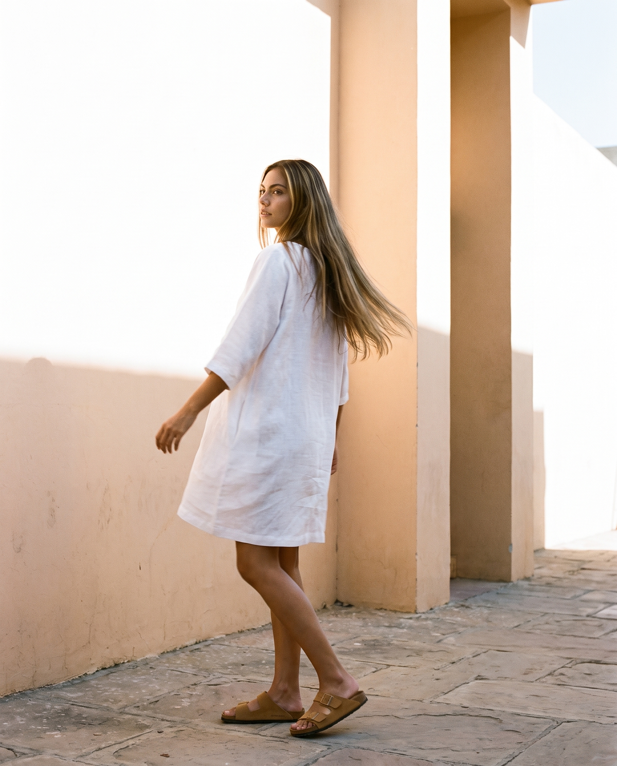 Oversized Linen Shift in white