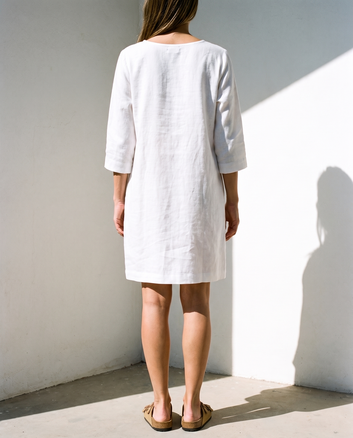 Oversized Linen Shift in white