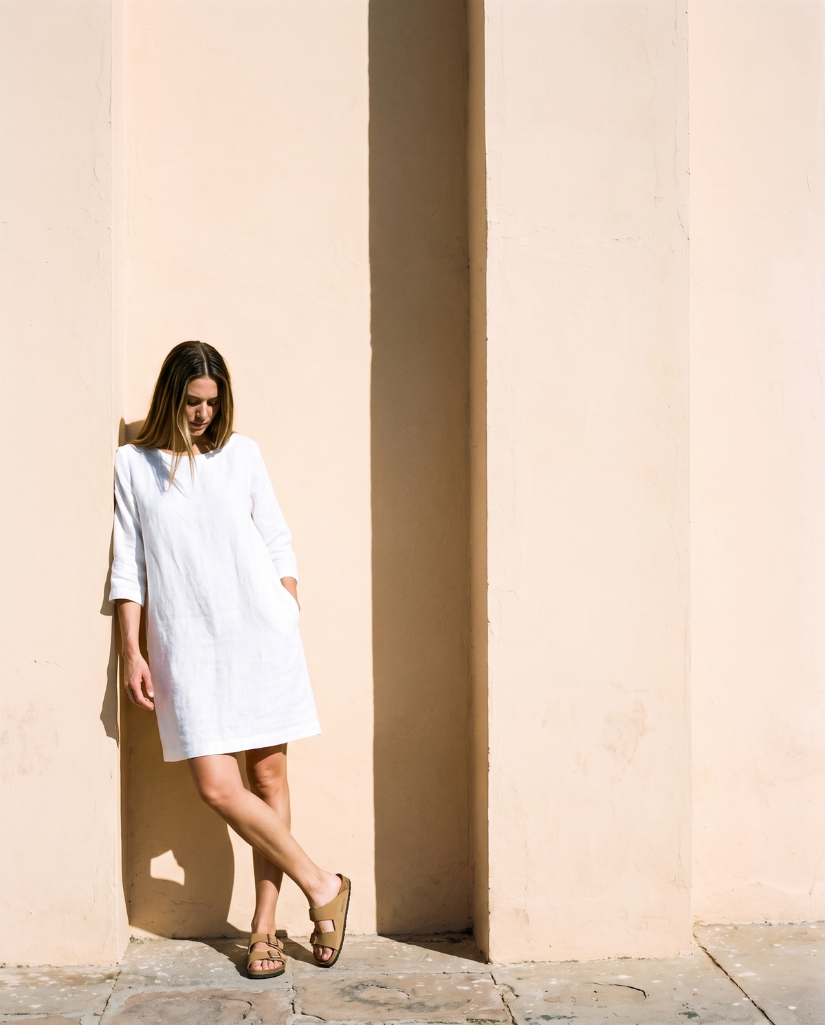 Oversized Linen Shift in white