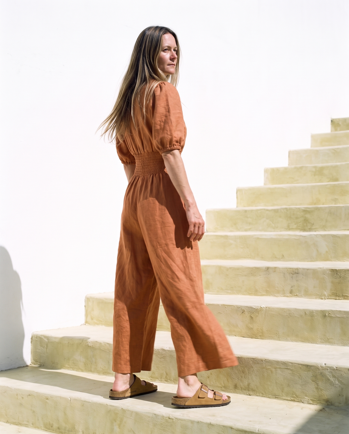 Button Front Linen Maxi Jumpsuit