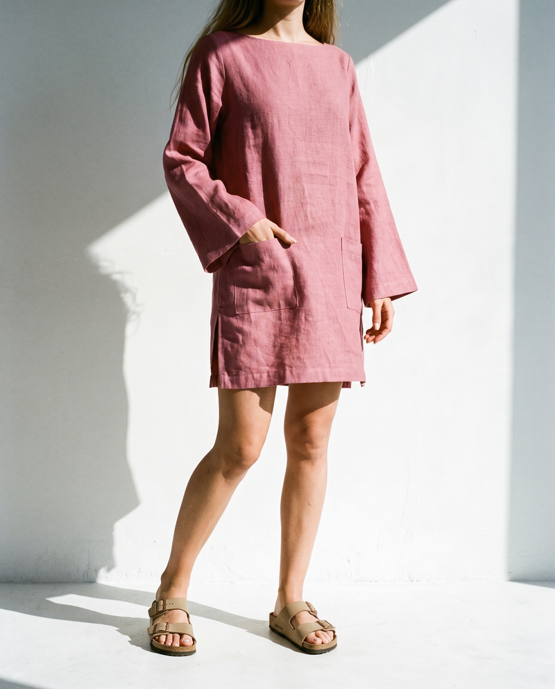 Oversized Linen Shift in rose