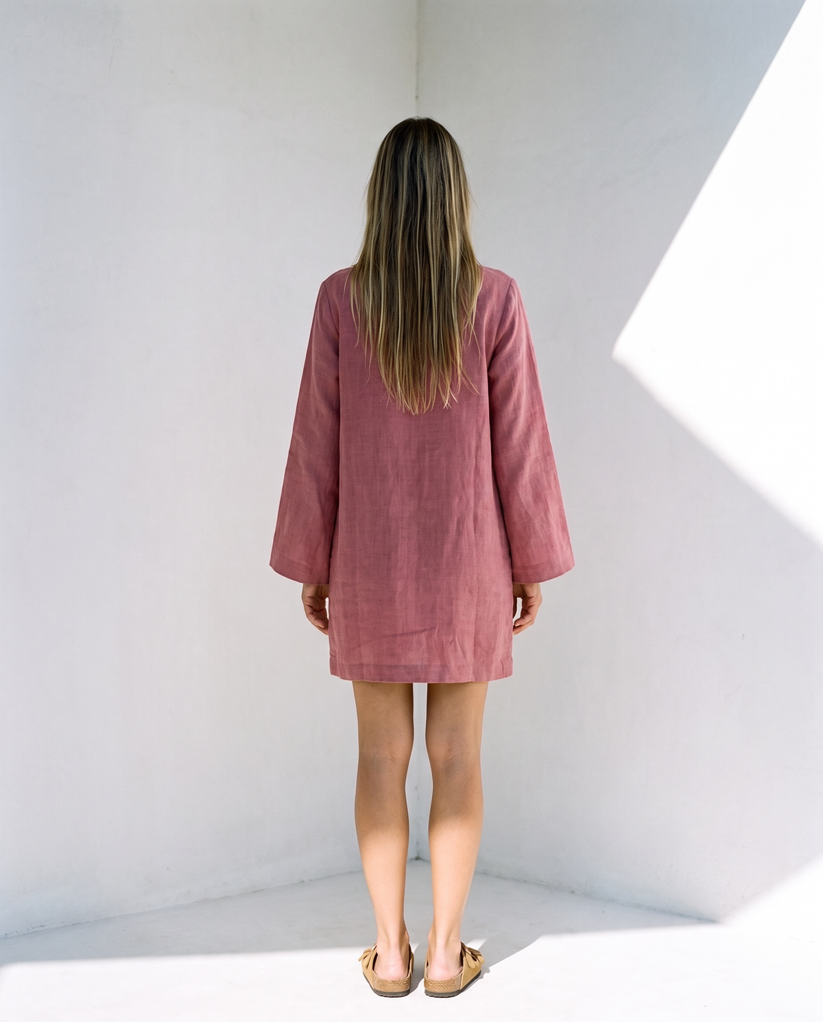 Oversized Linen Shift in rose