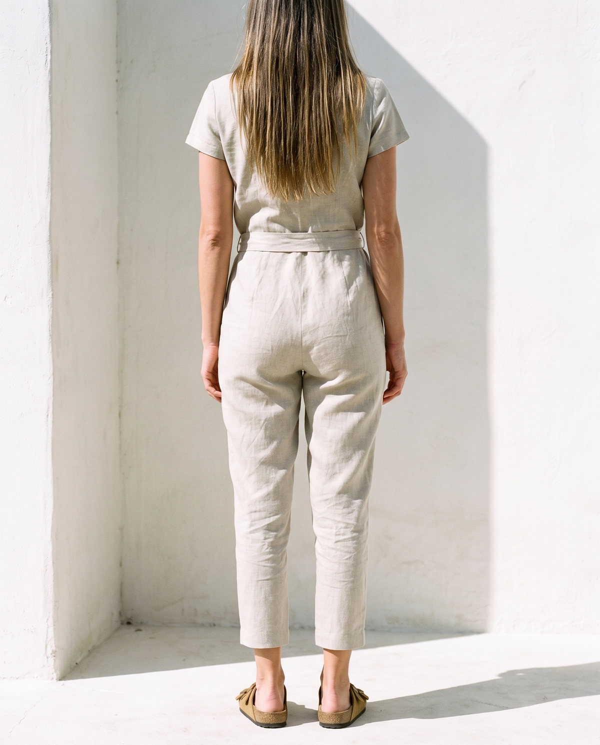 Wrap Linen Jumpsuit in natural