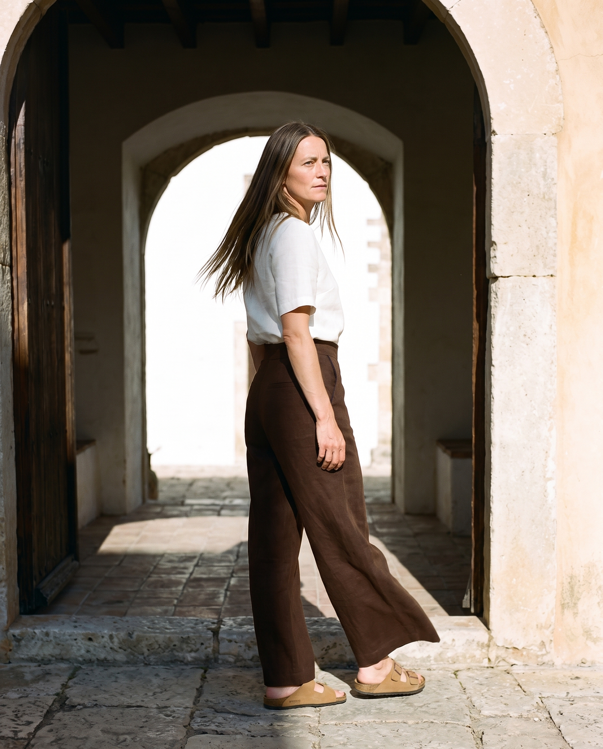 Wide Leg Linen Trousers